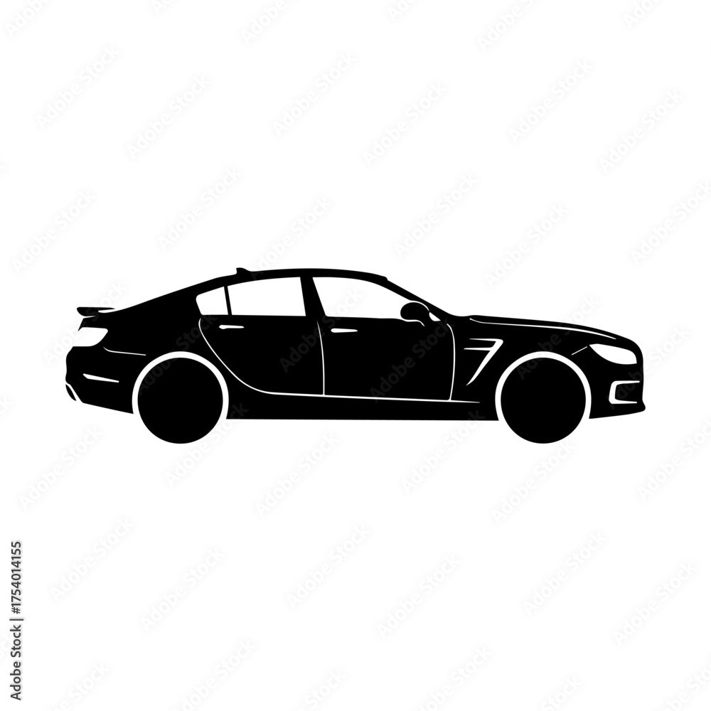 Fototapeta premium Modern Luxury Car Silhouette Vector Icon for Automotive Design and Transport Branding Vector Illustration