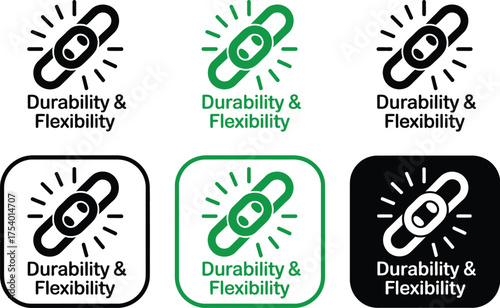 Vector art of durability and flexibility icon set