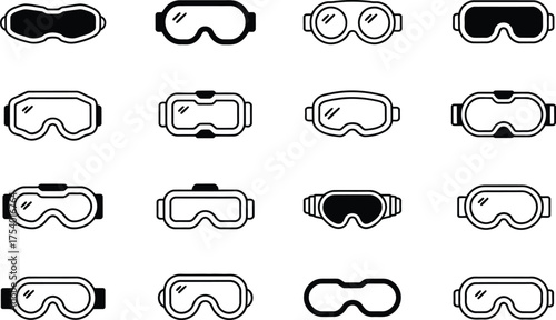 Collection of Diverse Goggle and VR Headset Icons
