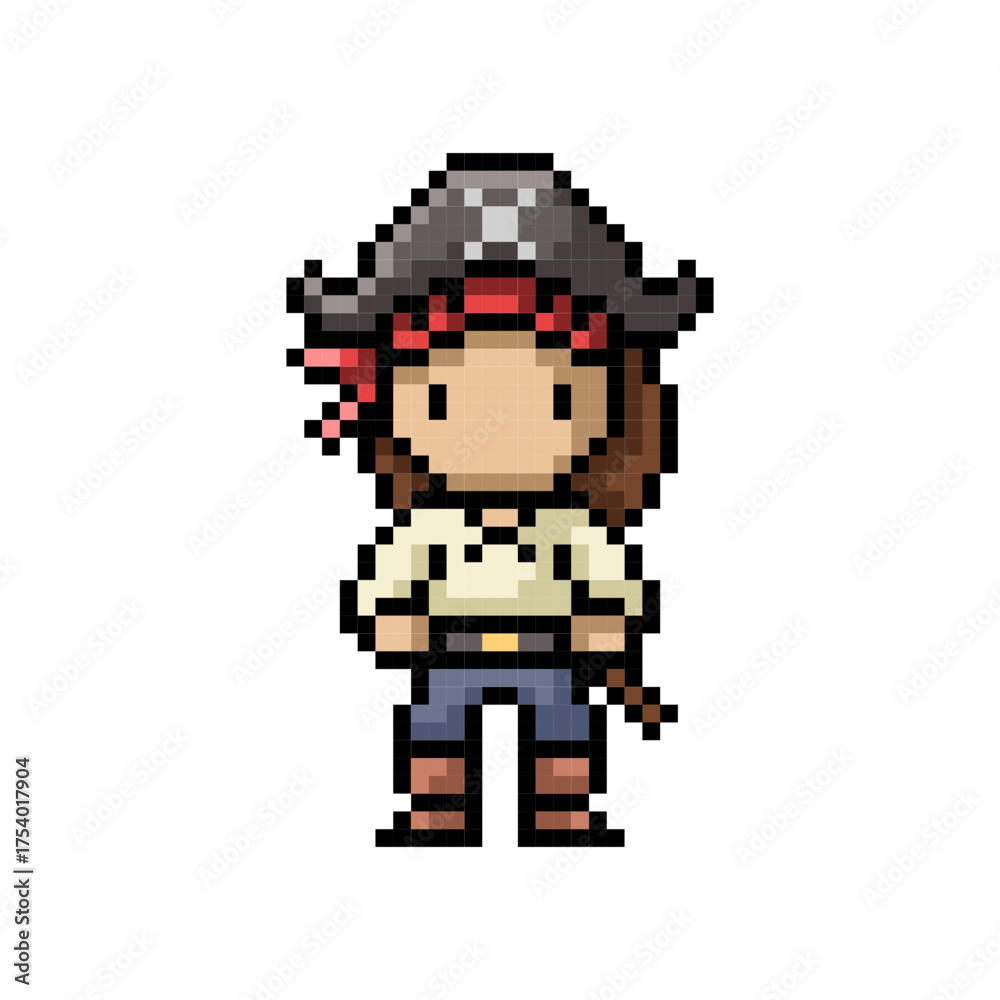 Fototapeta premium Pixel Art Pirate Crew Ship Character