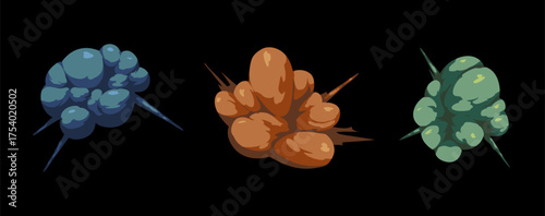 Colorful exploded smoke isolated on black background