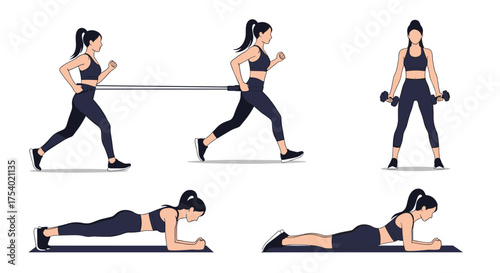 Fitness exercises for a strong and healthy body at home.