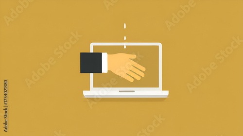 Digital Handshake Concept Graphic | Online Business Partnership Illustration | Virtual Agreement Symbol