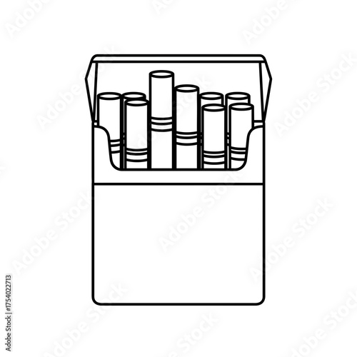 Cigarette Pack Line Art Icon – Tobacco Smoking Box Outline Vector Illustration