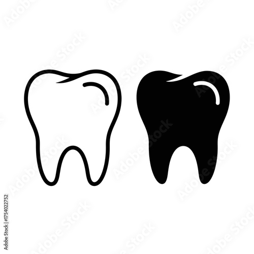 Tooth Icon Set – Dental Health and Oral Care Vector Illustration