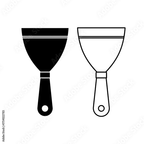 Putty Knife Scraper Icon Set Vector, Wall Repair and Painting Tool Illustration, Construction Hand Tool Graphic Design