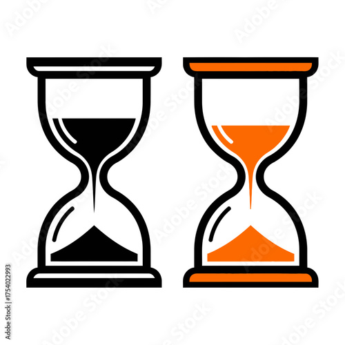 Hourglass Timer Icon Set Vector, Sand Clock Time Management Illustration, Countdown and Deadline Graphic Design