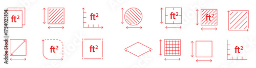 high quality outline icon with ft symbol square feet unit 