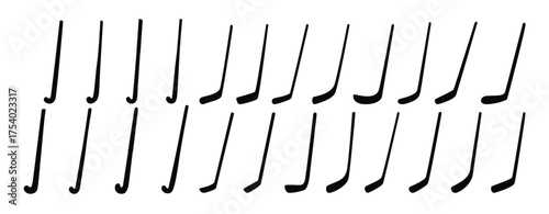 hockey stick icons set cartoon vector field grass vector