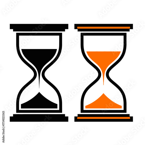 Hourglass Timer Icon Set Vector, Sand Clock Time Management Illustration, Countdown and Deadline Graphic Design