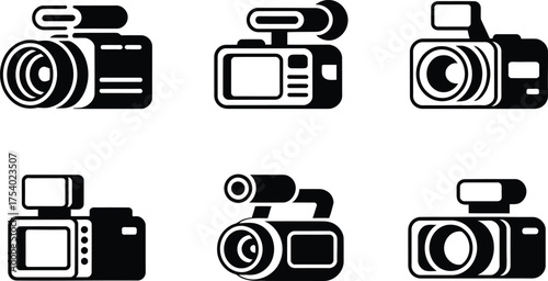 Collection of Six Black and White Camera Icons