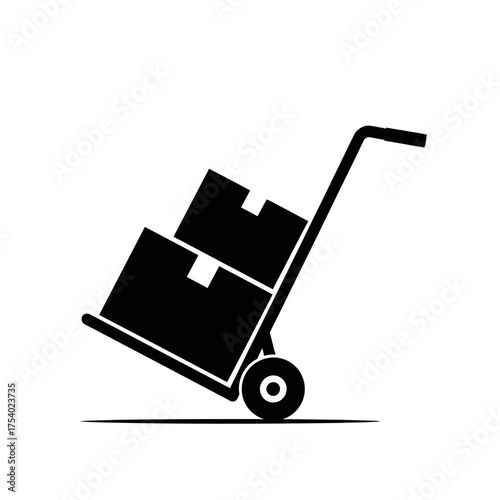 Luggage Trolley Icon – Airport Baggage Cart Silhouette Vector Illustration