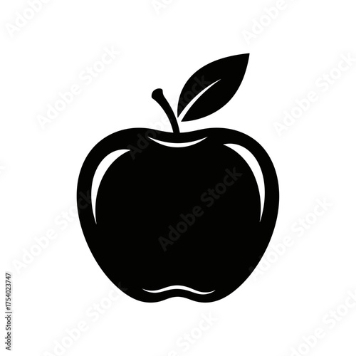 Apple Silhouette Icon – Fresh Fruit Healthy Food Vector Illustration