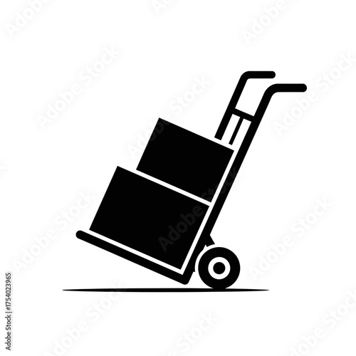 Luggage Trolley Icon – Airport Baggage Cart Silhouette Vector Illustration