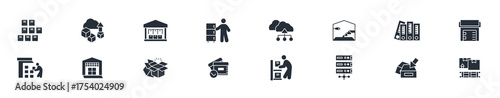 storage icon set editable stroke linear style sign for use 