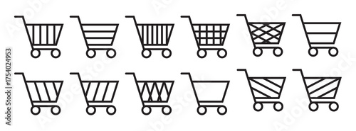  supermarket cart icon set.