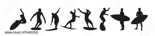  surfing vector silhouettes water sport illustration set 