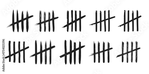 Tally marks on white board hand drawn dirty art style