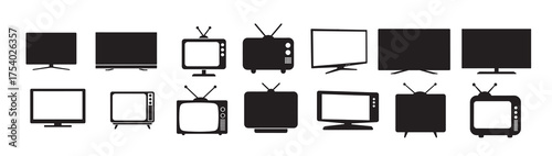 tv silhouette white background vector