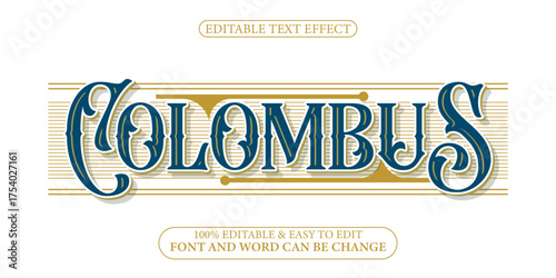 Colombus victorian editable text effect,calssic typography style