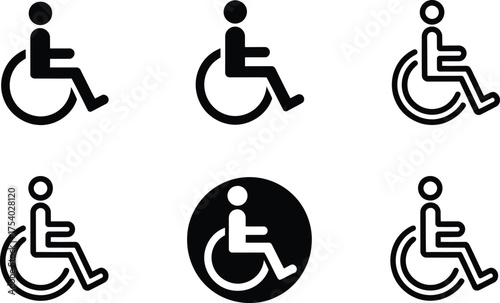Collection of Accessible Wheelchair User Icons and Symbols