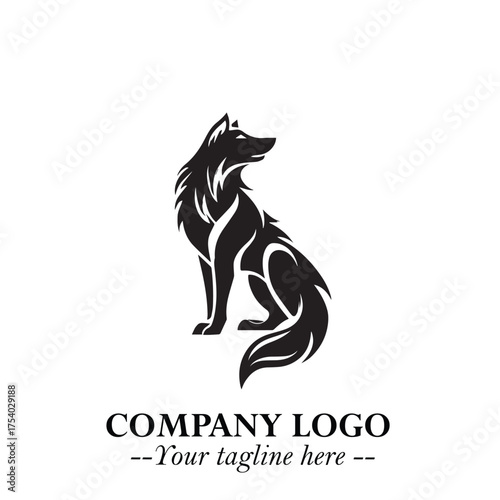 Wolf Logo Symbol in Black on the White Background Minimalist Wild Animal Vector Illustration