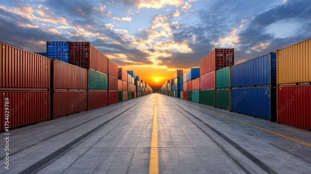 custom made wallpaper toronto digitalColorful shipping containers lined up in container yard at sunset, creating vibrant scene
