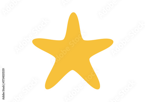 Simple Yellow Starfish Illustration with Rounded Edges.