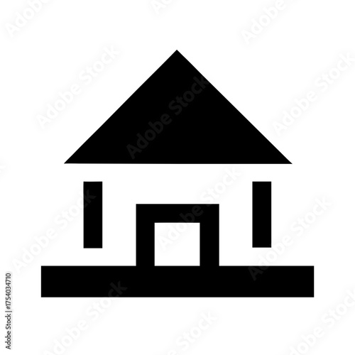 Illustration of a classic building with a triangular roof and pillars, ideal for finance, government, or education designs