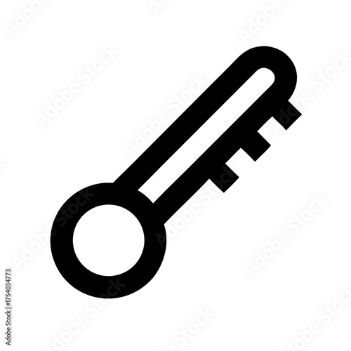 Illustration of a keyshaped thermometer, representing a unique concept for temperature control or access to thermal regulation