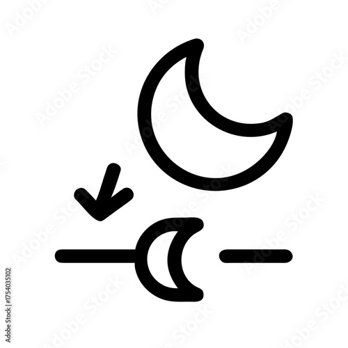 Illustration of brightness adjustment icon with moon and arrow, representing screen dimming or light control