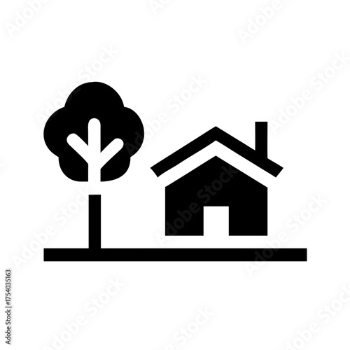 Vector art of a charming house with a tree, ideal for real estate, home, or naturerelated projects and designs