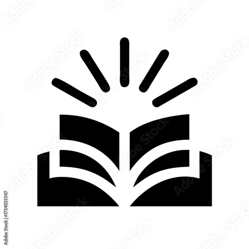 Vector art of open book with light rays symbol of knowledge, education, learning, wisdom, and inspiration minimalist vector illustration