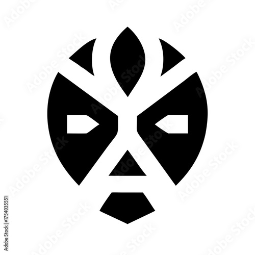 Vector art of mystical mask icon, a symbol of ancient cultures and traditions, perfect for designs seeking a touch of mystery and cultural richness
