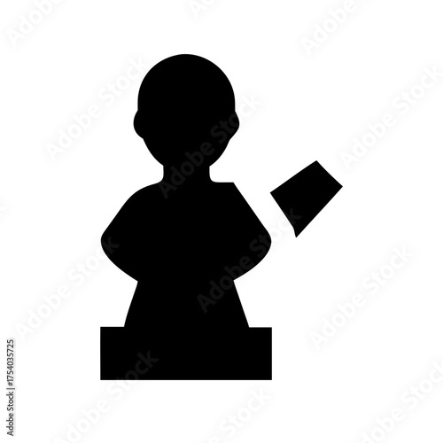 Vector art of silhouette of a person giving a speech from a podium, , representing public speaking, leadership, or communication skills