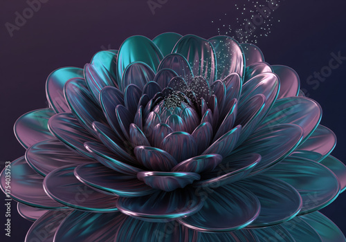 Abstract Iridescent 3D Lotus Flower Sculpture