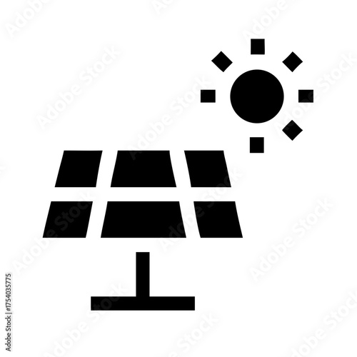 Vector art of solar panel with sun icon, representing renewable energy, sustainable technology, and ecofriendly power generation for a greener future