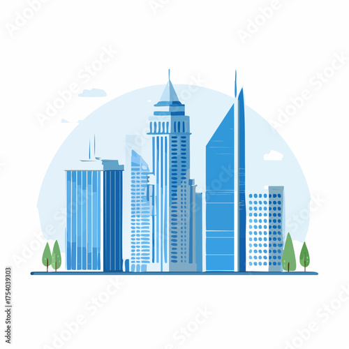 City skyline with modern buildings and skyscrapers