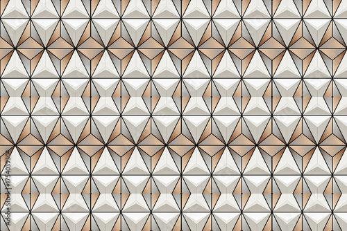 Geometric Tile Pattern With White, Gray, and Copper Tones for Modern Interior Design Backgrounds