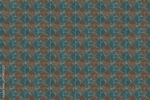 Geometric Marble Tile Pattern With Teal And Brown Diamonds For Interior Design In Modern Spaces