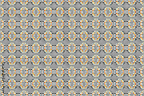 Seamless Geometric Pattern With Interlocking Circles In Gray And Multicolor Rings For Backgrounds
