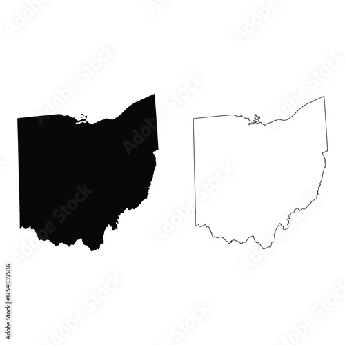 Ohio state map silhouette isolated on white background