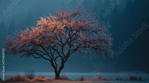 Blossom Tree in Blue Mist
