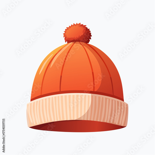 Warm orange winter hat with pompom, cozy knitted beanie perfect for cold weather, fashion design, or winter accessories.