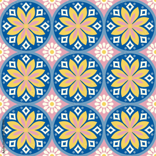 Set of colorful vector floral motifs in circular and diamond shapes, inspired by traditional Ukrainian and Polish folk art embroidery designs.