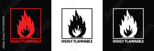 Highly flammable symbol sign, flame icon vector illustration.