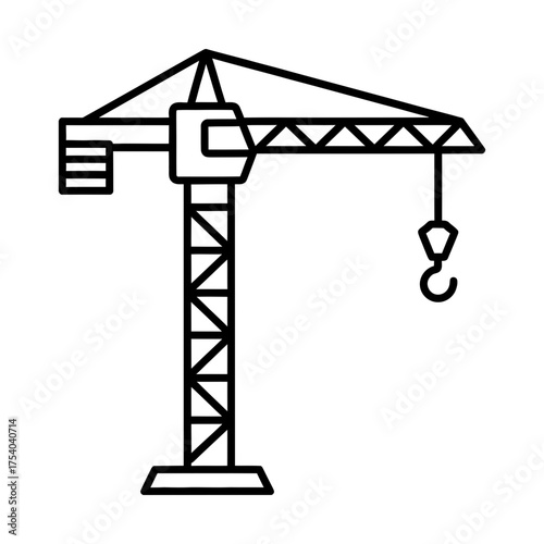 construction crane line icon