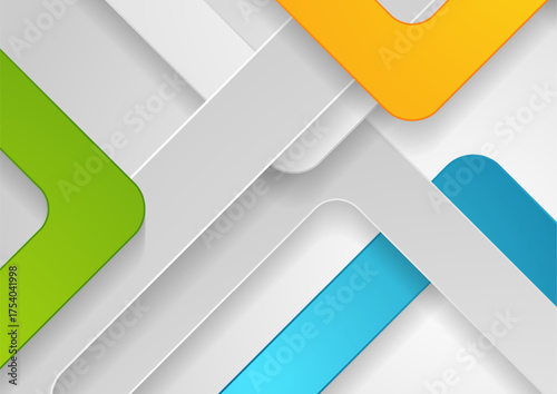Grey and colorful paper stripes geometric minimal abstract background. Vector corporate design