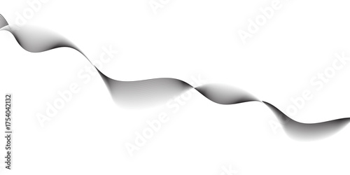 Elegant abstract black wave on white background. Smooth flowing curved lines create a modern, minimalistic design. Ideal for tech, background, wallpaper, or corporate presentation themes.
