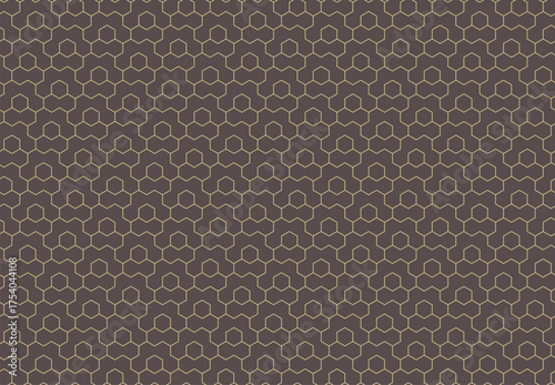 Geometric abstract vector hexagonal seamless brown and golden background. Geometric modern ornament. Seamless modern pattern